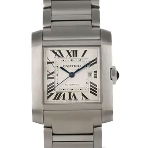 Pre-owned Cartier Stainless Small Leather Goods Tank Francaise Steel Automatic