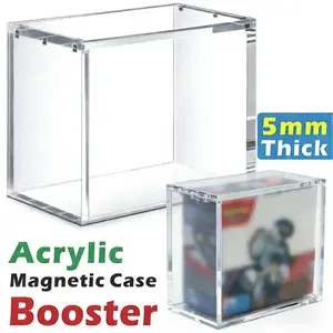 Deluxe 5mm Thick Clear Acrylic Magnetic Closure Box, Luxury Rare Card Stronghold Compatible with PKMN Booster - Scratch-Resistant Storage & Stackable Display, UV-Resistant Dustproof and Waterproof(Booster Box) custom acrylic box