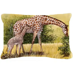 212 MAIN 12x16" Indoor/Outdoor Fade-Resistant Giraffe Print Decorative Pillow, Wildlife Art Design by Daphne Baxter
