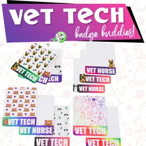 Vet Tech Badge Buddies Add Dry Erasable and Vibrant fun to your shift!