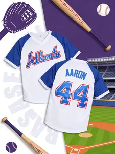 Baseball 44 Sports Jersey, Quick-Dry Short Sleeve, High-Quality Experience, Custom Field Style, Casual Loose Fit, Spring & Fall