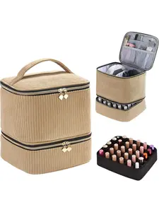 Velvet Nail Polish Storage Bag, Holds 30 Bottles & Nail Lamp, Essential for Nail Enthusiasts, Beauty Tool Organizer, Makeup Organizer Pouch