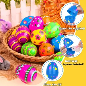 Colorful Easter Eggs Empty, 30PCS Plastic Easter Eggs with Prints, Fillable Easter Egg Decoration, Premium Quality, Easter Basket Stuffer for Easter Egg Hunt, Classroom Prize Supplies, Filling Treats and Party Favor, Bunny