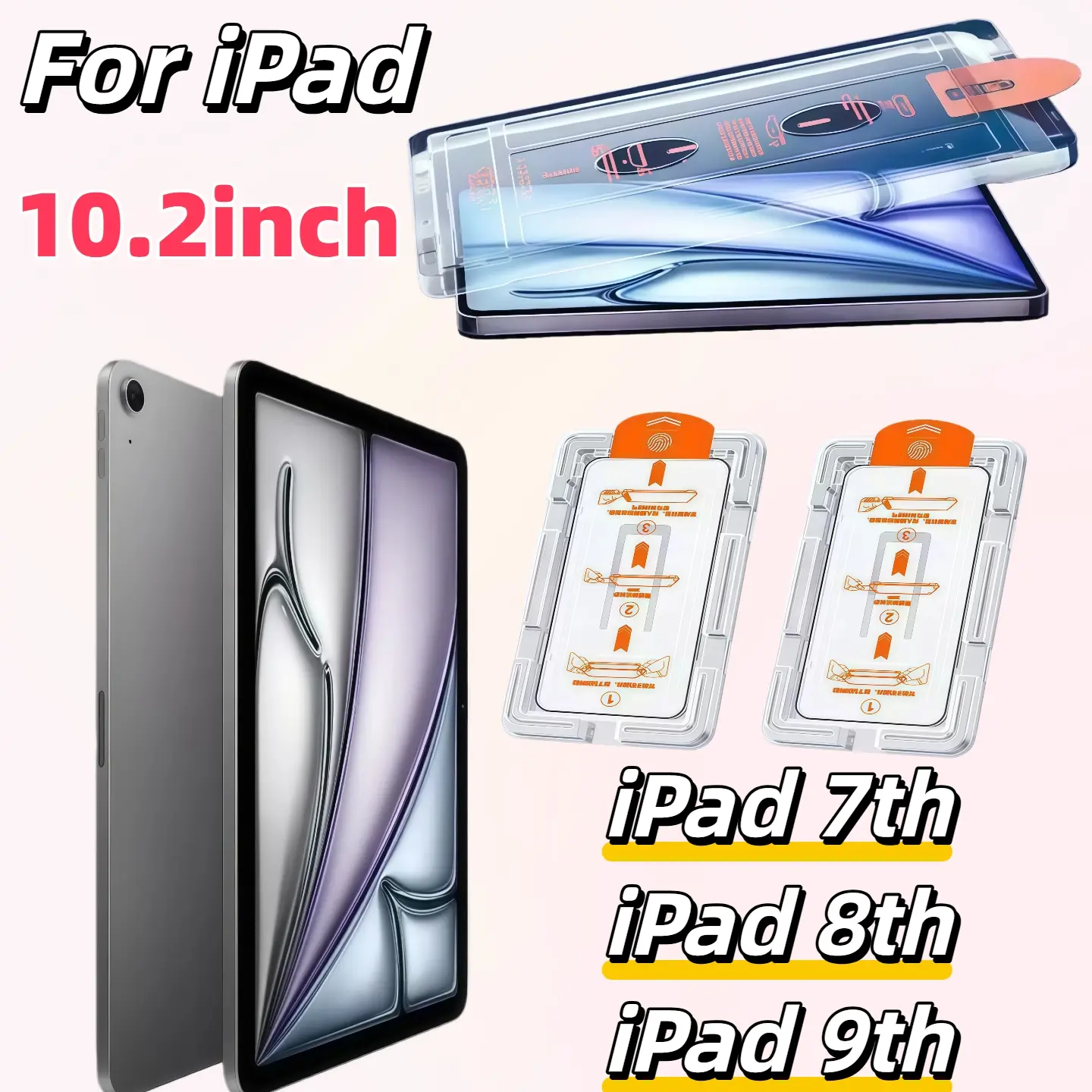 2-Pack HD Tempered Glass Screen Protector, Protective Glass, Tablet Protector for iPad 10.2 Inch, 9h Hardness, Easy Install, Anti-Scratch, No Dust, No Bubbles, Accessories