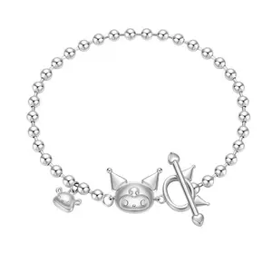 Sanrio Kuromi Ball Chain Bracelet with Adorable Cat Charm and Crown Detail for Fashion Lovers Cute and Stylish Accessory