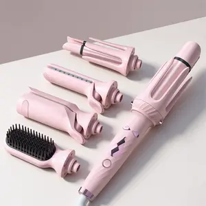 Luxury 5-in-1 Auto Rotating Curling Iron Kit – Ultra-Lightweight Design ，Negative Ion Hair Care for Smooth Curls, Waves & Straight Styles
