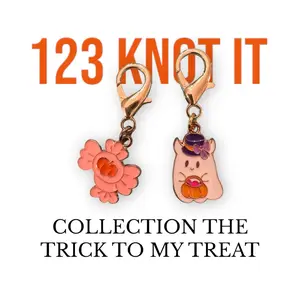 The trick to my treat set of 2 stitch markers with medium clasps for crocheting