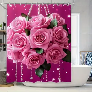 Christmas Tree Shower Curtain Set, 4pcs Bathroom Partition Curtains, Modern Home Decor, Housewarming Gift, 12 Hooks Included