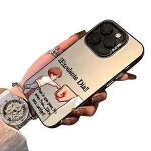 Cartoon Boy Fist Bump & Spanish Motivational Faith Aesthetic Protective Case |   Fashionable Phone Case for iPhone 17, 17 Air, 16, 15, 14, 13, 12, 11 Pro Max, Pro, Plus |   High Quality Shockproof Cover |   Trendy iPhone Case Shopping Pick