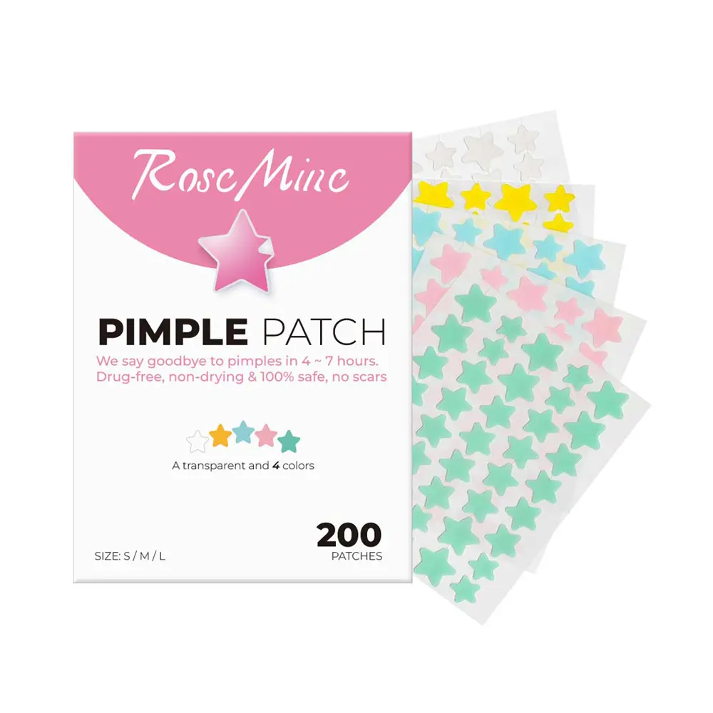 Colorful Star Hydrocolloid Pimple Patches, 200 Count Acne Spot Stickers for Face, Fast Healing Zit Patches, Non-Drying & Safe for Sensitive Skin