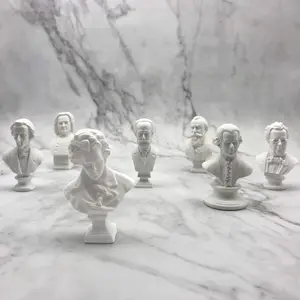 2.7" Mini Greek Bust Home Decor Mini Resin Figure Sculpture Beethoven Bust Music Composers Greek Statues Set Crafts Replica 7 Piece/Set (Musician)
