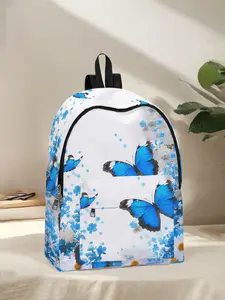 Butterfly Print Backpack with Fun Design, Spacious Storage for School and Travel, Unisex Casual Style for All Seasons