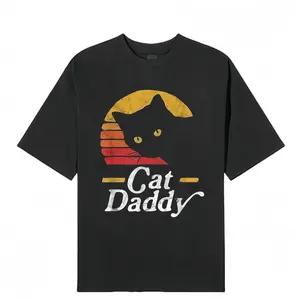 Summer Vintage 80s Style Distressed Cat T-Shirts for Dads