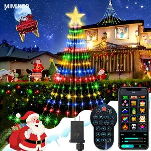 Smart Christmas Tree Lights with Star Topper, Music Sync Outside String Lamps with Remote & APP Controlled for Yard Display