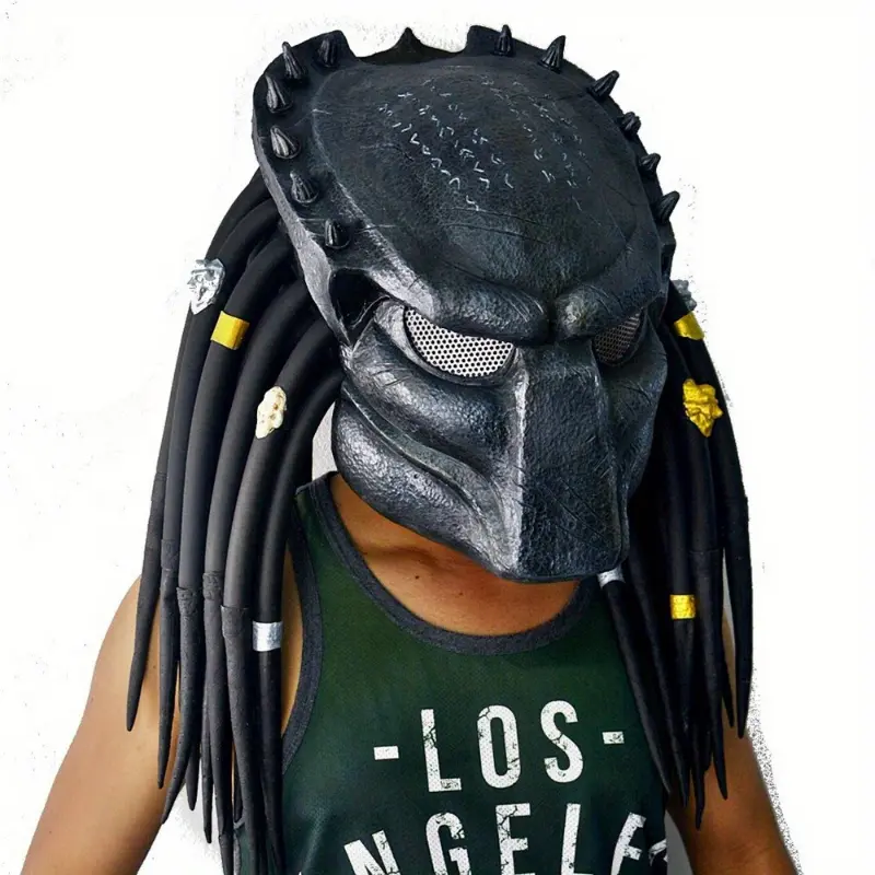 Halloween cosplay Predator mask horror costume props, Scary Mask, Costumes for Men, Scarecrow Mask Face Scare Tactics, Horror Party, Cool Fierce Look, Highquality Detailed