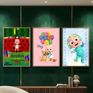 anime C-CoComelon Painting Calligraphy HD Heavy-Duty Waterproof Wrinkle-Resistant Canvas Print – Tool-Free Durable Hides Wall Flaws & Boosts Style for Living Rooms Bathrooms