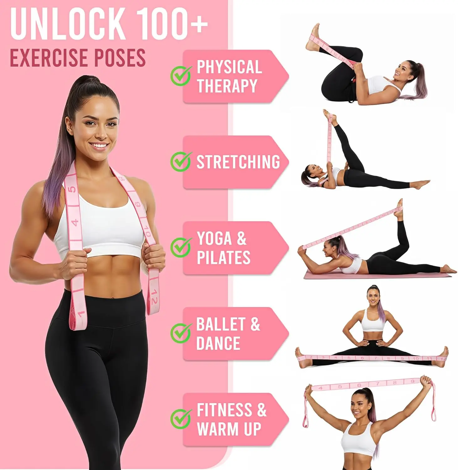 Yoga digital resistance band segmented stretching band for shoulder and back opening and stretching, dance and yoga auxiliary training resistance band