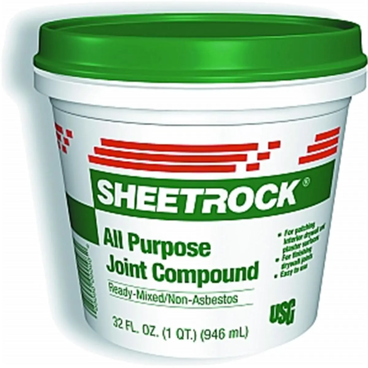 212 MAIN United States Gypsum 380270006 1.75 Pt Ready-Mix All Purpose Joint Compound with Green Lid, Easy Sand, Advanced Formula for Finishing Drywall Joints, Interior Drywall Patching