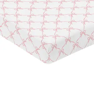 Sweet Jojo Designs Muslin Crib Sheets (Pink Bows) for Baby Girls, Infant Nursery, Toddler Room - 100% Cotton Fitted Sheet Standard Size (Blush Bow for the Ballerina, Ballet Dancer Princess Collection)