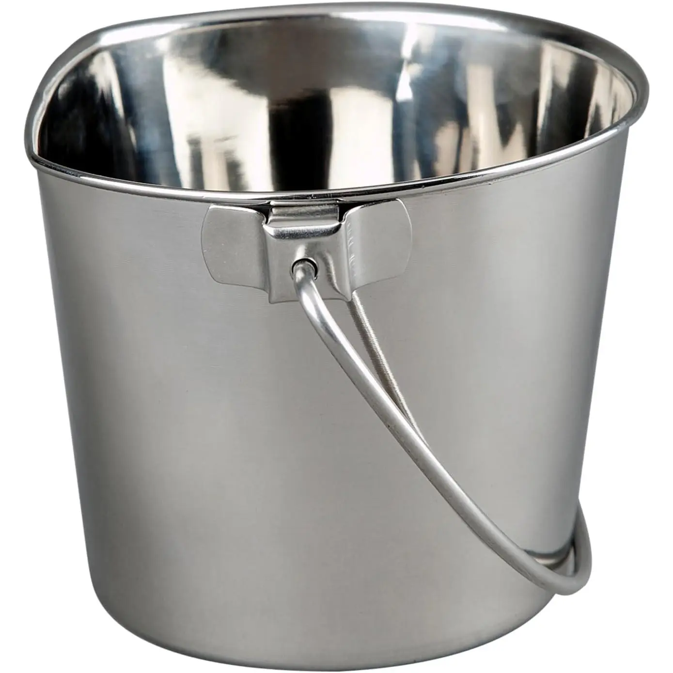 2 Quart Heavy Duty Stainless Steel Flat Side Bucket Durable Food & Water Pail for Dogs, Cats, Kennels, Cages and Critter Crates Multi-Purpose Bucket