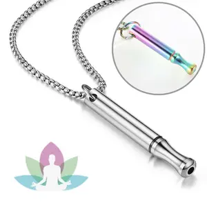 Meditation breathing decompression pendant necklace meditation small waist round tube whistle jewelry
