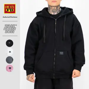 FB COUNTY Men's Heavyweight Full Zipper Hoodie Oversized Hooded Full Zip Jackets with 2 Pockets Comfy Fleece Jackets Hip Hop Harem Menswear Coats Casual