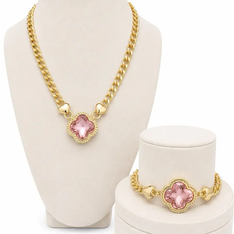 Pink Flower Pointed Heart Set