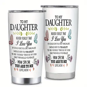 1pc/20oz To My Daughter Theme Water Cup Stainless Steel Christmas Gift Ideas for Adult Daughters Cup Daughter Birthday Gifts Daughter Gifts From Dad Daughter Gift From Mom Perfect Gifts for Daughters on Christmas Insulated Thermos Flasks