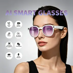 2026 Aimb S1 Ai Smart Glasses, Meeting Recording, Translation, 1080P Video, Ai Voice Assistant, Replacement Lenses for Office Travel