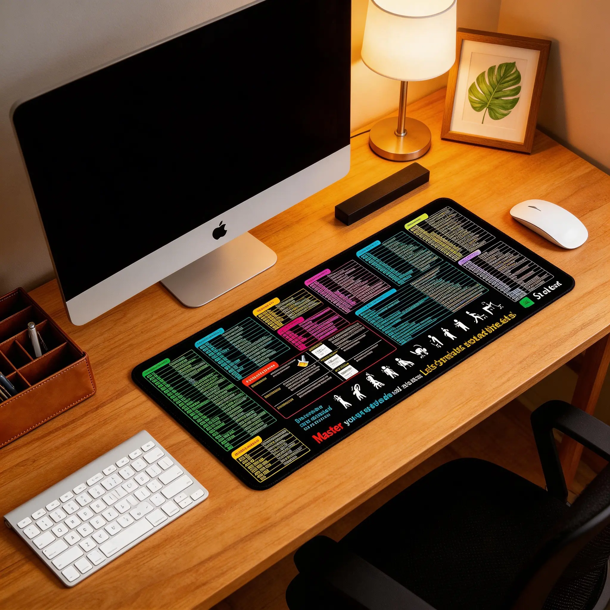 Excel Shortcut Cheat Sheet Extended Mouse Pad- Large Gaming Desk Mat with Stitched Edges & Non-Slip Base Premium Multipurpose Mousepad Shortcuts Mouse Pad Computer Mouse Pad