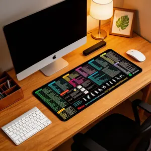 Excel Shortcut Cheat Sheet Extended Mouse Pad- Large Gaming Desk Mat with Stitched Edges & Non-Slip Base