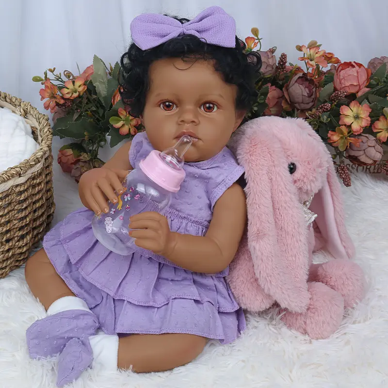 [WOOROY] Reborn Realistic Baby Doll - 18 In Cute Lifelike Toddler Baby Doll, Africa American Black & Brown Skin, Soft Weighted Cloth Body Doll, Perfect Birthday Christmas Gift for Ages 3+
