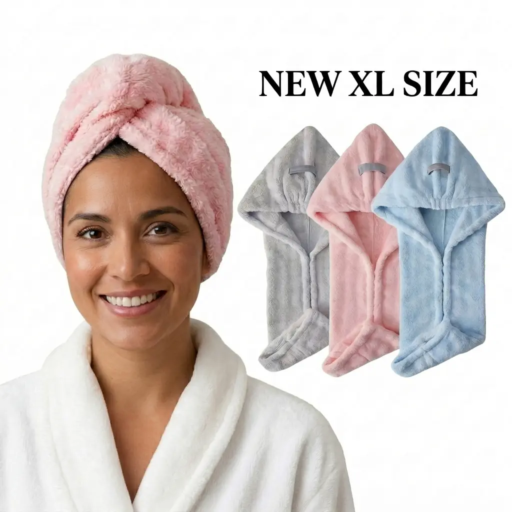 Upgraded XL Microfiber Hair Towel Wrap, Ultra Absorbent Fast Drying Hair Turban, Large 11×31.5 Inch Towel for Long, Thick & Curly Hair Adornment Jewelry