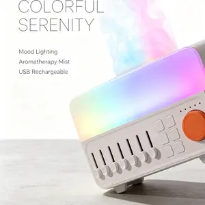 Simulation Flame Noise Diffuser, Bluetooth-compatible Speaker, RGB Ambiance Light, Adjustable Brightness, 5-Hour Timer, Ultrasonic Humidifier
