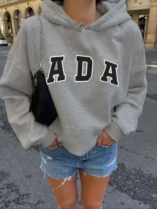 Women's Fall Winter Hoodie, Perfect Choice Letter Ada Print Design Pullover Sweatshirt, Casual Fashion for Ladies