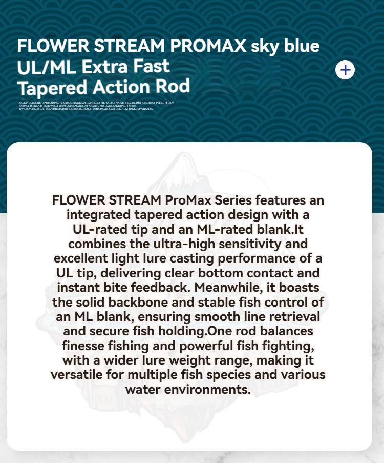 YUSHAN Flower Stream Pro Max 1.98m UL/ML Fast Action Variable Fishing Rod 30T+M40X Toray Carbon FUJI A+SIC Guides Stream Game Rod