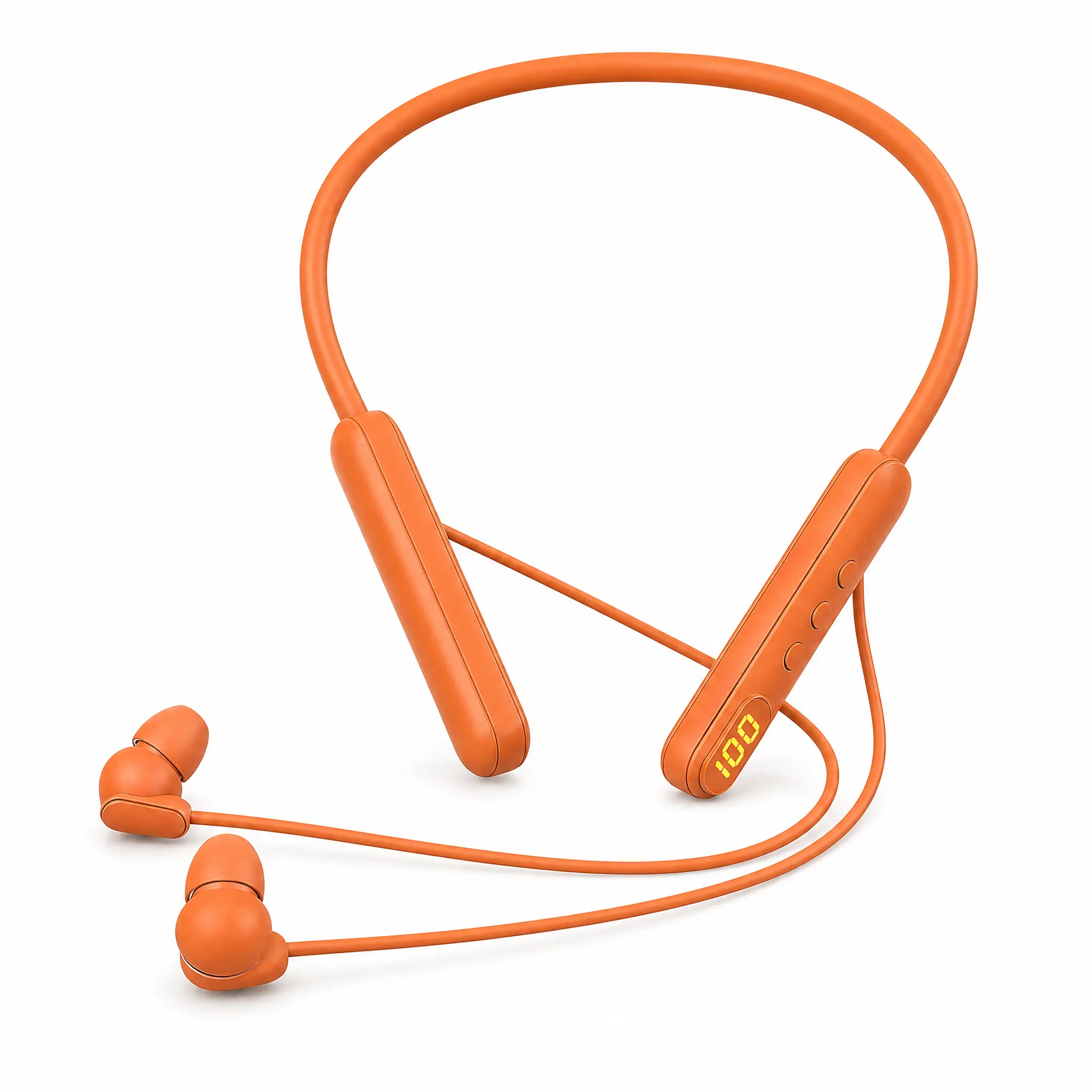 Durable Silicone Wireless Neckband In-Ear Headset Earbuds - Bluetooth 5.3, Tactile Controls, Type-C Fast Charging, Lightweight Fit, Stable Connection, for Running, Gym