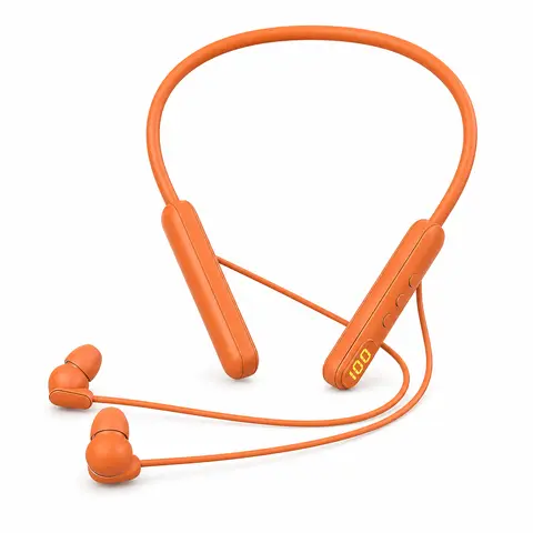 Durable Silicone In-Ear Bluetooth 5.3 Headphones - Wireless Neckband Earbuds, Tactile Controls, Type-C Fast Charging, Lightweight Fit, Stable Connection, Sound Isolation, LED Battery Display, 24h Playtime, for Running, Work From Home, Cellphones, Tablet