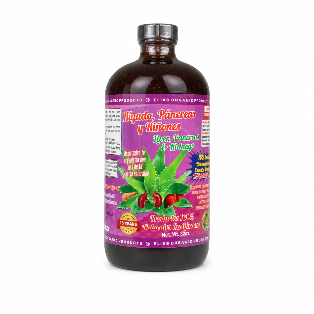 Elías Organic Products Hígado Páncreas y Riñones Liver Pancreas & Kidney 100% Natural 32oz Bottle