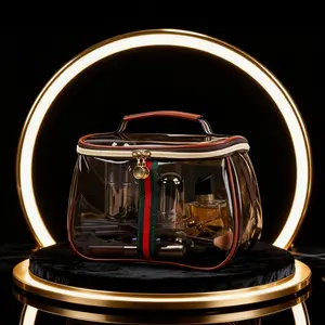 Vintage Wide Handle Makeup Bag: Large Capacity, Waterproof Transparent | Luxury Cosmetic/Toiletries Storage Gift