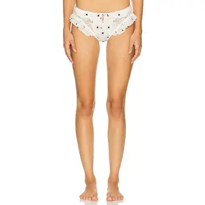 For Love & Lemons Butterfly Lace Ruffle Cheeky Panty in Cream White