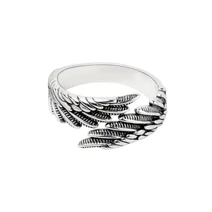 Love Couple Plain Silver Ring Angel Wings