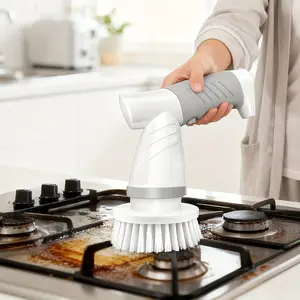 Electric Rotating Cleaning Scrubber, Handheld Bathroom Power Washer with 4 Replaceable Brush Heads, Multi-functional Cleaner for Bathtub, Tile, Floor, Sink and Window