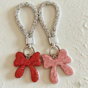 Women's Bow-Shape Keychains for Women - 6.5 in Alloy-Base Fashion Accessory with Crystal Accents, Phone Charm for Backpacks, Handbags