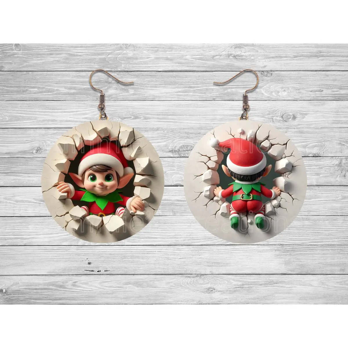 Christmas Elf 3D Round Earrings