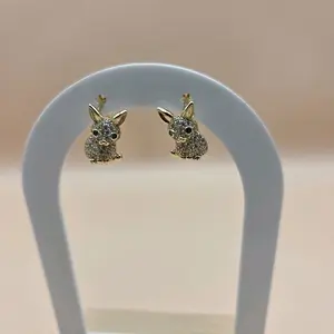 Rabbit Plug Earrings 14K Gold Plated Adorable Animal Design for Everyday Wear