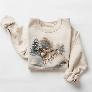 Retro 90's Grey Wolf Pack Winter Wolves Vintage Wildlife Unisex Sweatshirt #DICH