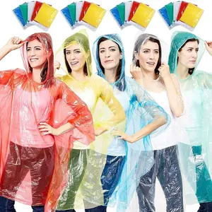 disposable rain ponchos with hood for adults and family clear multicolor emergency raincoats