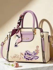 Ladies' high-end elegant temperament bag, embroidered flower pattern ladies' handbag, Elegant Bags, large capacity casual versatile shoulder bag crossbody bag, suitable for all seasons, multiple colors, suitable for giving ladies perfect holiday gifts