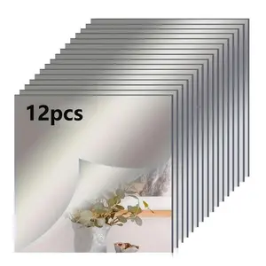 12pcs Acrylic Mirror Stickers, Self-Adhesive Frameless Panels, Thick Modern Home Decor, Suitable for Living Room, Bathroom, Shower Area